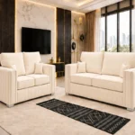 Cream 3+2 Sofa Set – Premium Design with Spacious Family Seating