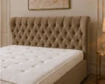 Rich Coffee Brown Super King Oxford Bed with mattress – Elegant 200 × 200 cm Padded Design - Image 2