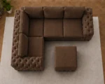 Premium Walnut L-Shape 4 Seater Sofa Set with Plush Seating - Elegant Corner Sofa for Stylish Living Spaces - Image 2