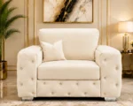 Cream 1 Seater Sofa - Elegant Plush Accent Chair with Luxury Detailing