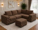 Premium Walnut L-Shape 4 Seater Sofa Set with Plush Seating - Elegant Corner Sofa for Stylish Living Spaces - Image 3