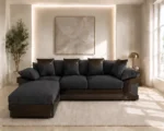 Dino Charcoal 5 Seater Corner Sofa - Contemporary Comfort & Premium Leather Touch Finish - Image 2