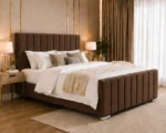Luxury Bedroom Super King Bed Frame – Panel Line Super King Size Bed with Mattress - Image 4