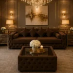 Walnut 3 Seater Sofa – Luxury Tufted Chesterfield Living Room Design