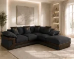 Dino Charcoal 5 Seater Corner Sofa - Contemporary Comfort & Premium Leather Touch Finish