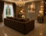 Walnut 3 Seater Sofa – Luxury Tufted Chesterfield Living Room Design - Image 4