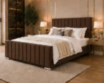Luxury Bedroom Super King Bed Frame – Panel Line Super King Size Bed with Mattress