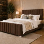 Luxury Bedroom Super King Bed Frame – Panel Line Super King Size Bed with Mattress