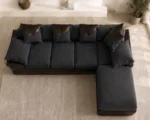 Dino Charcoal 5 Seater Corner Sofa - Contemporary Comfort & Premium Leather Touch Finish - Image 3