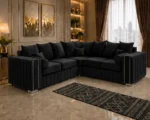 Black Corner Sofa Suite - Stylish L Shape Living Room Furniture