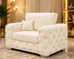 Cream 1 Seater Sofa - Elegant Plush Accent Chair with Luxury Detailing - Image 2