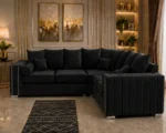 Black Corner Sofa Suite - Stylish L Shape Living Room Furniture - Image 3