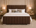 Luxury Bedroom Super King Bed Frame – Panel Line Super King Size Bed with Mattress - Image 2