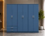 6 Door Wardrobe for Bedroom with 2 Spacious Bottom Drawers