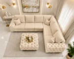 Luxury 5 Seater Cream Corner Sofa – Premium Chesterfield Living Room Sofa - Image 2