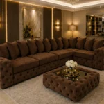 Premium Walnut L Shape Sofa – Elegant Comfort for Your Living Space