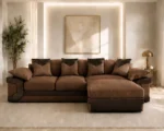 Dino Walnut Corner Sofa – 5 Seater Leather Touch Sofa for Contemporary Homes - Image 4