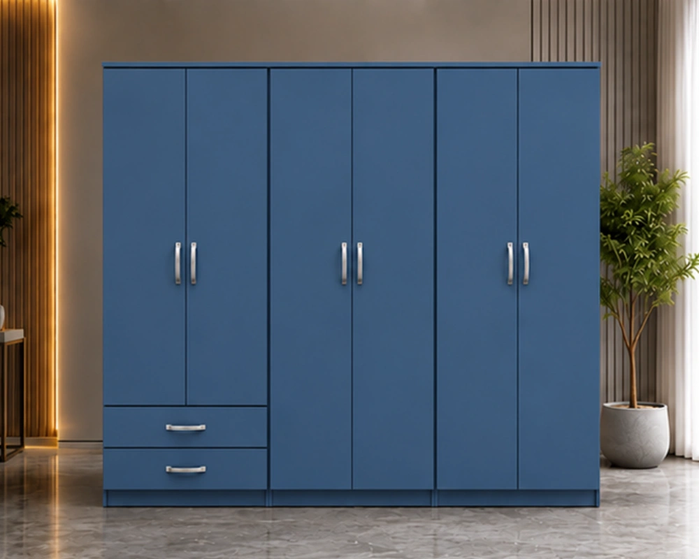 Large Clothes Wardrobe 6 Door with 2 Bottom Drawers 6 Door Wardrobe for Bedroom with 2 Spacious Bottom Drawers - Image 1