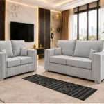 Modern Light Grey 3 and 2 Seater Sofa Suite – Luxury Upholstered Sofa Set