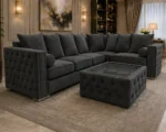 Luxury 5 Seater Dark Grey Corner Sofa - Modern Designer Living Room Sofa - Image 2