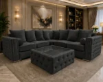 Luxury 5 Seater Dark Grey Corner Sofa - Modern Designer Living Room Sofa - Image 4