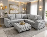 Luxury 5 Seater Light Grey Corner Sofa - Elegant Sofa with Premium Fabric Options