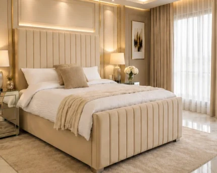 Modern Panel Line King Size Bed with Mattress