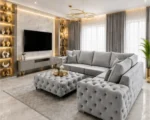 Luxury 5 Seater Light Grey Corner Sofa - Elegant Sofa with Premium Fabric Options - Image 3