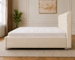 Champagne Cream King Oxford Bed – Stylish 180 × 200 cm Upholstered Design with Mattress - Image 4