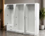 6 Door Wardrobe Furniture with 2 Drawers Stylish Bedroom Storage - Image 5