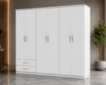 6 Door Wardrobe Furniture with 2 Drawers Stylish Bedroom Storage - Image 3