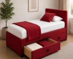 Bold Red Single Bed – Divan Base, Mattress & Storage Drawers-90x190cm - Image 3