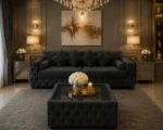 Stylish Dark Grey 3 Seater Sofa with Plush Seating - Contemporary Tufted Sofa for Sophisticated Interiors