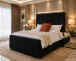 Stylish Black King Panel Size Bed With Mattress - Image 4