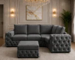 Dark Grey 4 Seater L Shape Sofa – Elegant Deep Button Tufted Corner Couch - Image 5