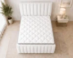 White King Bed with Mattress – King Size Bed with Modern Panel Line Headboard - Image 3