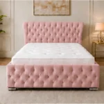 Antique Rose Oxford Super King Bed – Stylish 6ft Padded Headboard with Mattress
