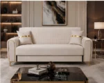 Sofa Bed with Storage – Modern 3 Seater Convertible Sofa Latest Design - Plush Comfort & Stylish Metal Feet