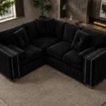 Luxury Black 4 Seater Sofa – Elegant Spacious Sofa for Living Room Interiors