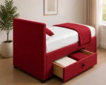 Bold Red Single Bed – Divan Base, Mattress & Storage Drawers-90x190cm - Image 4