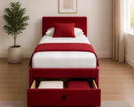 Bold Red Single Bed – Divan Base, Mattress & Storage Drawers-90x190cm