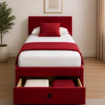Bold Red Single Bed – Divan Base, Mattress & Storage Drawers-90x190cm