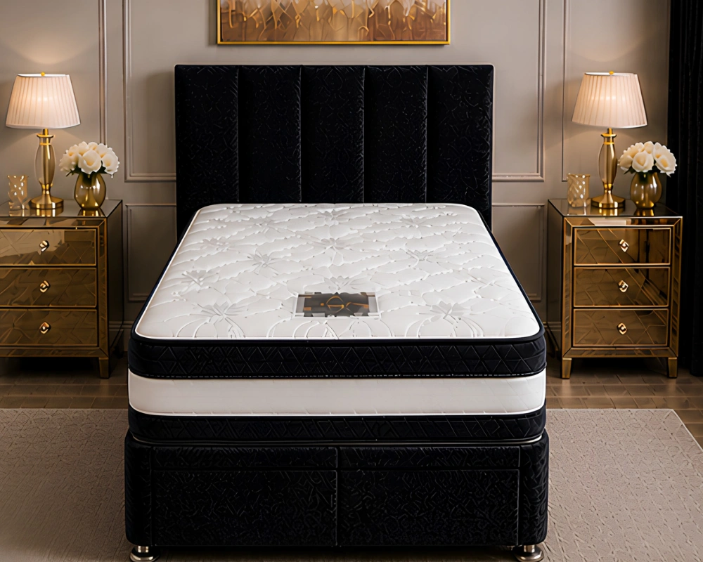 33 Single Black Divan Bed Midnight Black 3ft Divan Bed – Mattress & Drawer Storage – 90×190cm - Image 1