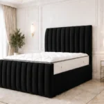Black Super King Bed – Premium Panel Headboard Super King Bed With Mattress
