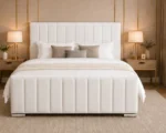 Elegant Panel Line Double Bed with Mattress Included