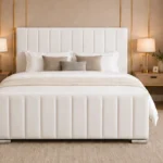 Elegant Panel Line Double Bed with Mattress Included