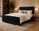 Panel Line Double Bed – Modern Double Bed with Mattress - Image 2