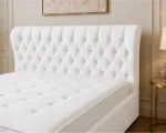 Snow White Oxford King Bed – Sophisticated 5ft Frame with Plush Upholstery & Mattress - Image 3
