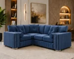 Royal Blue 4 Seater Sofa - Luxury Plush Seating with Elegant Panelled Arms - Image 4