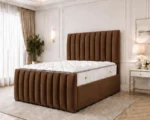 Stylish Panel Line Super King Bed Frame 200 x 200 cm - Premium Super King Size Bed with Mattress Included